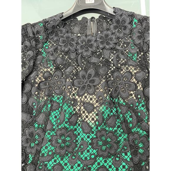 NWT Dolce & Gabbana Black Green Long-Sleeve Lace Dress Contrast Slip IT 42 M - Picture 11 of 15
